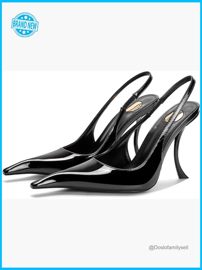 Slingback Heels Pointed Toe Kitten Heels Patent Pumps Stiletto Dress Shoes For
